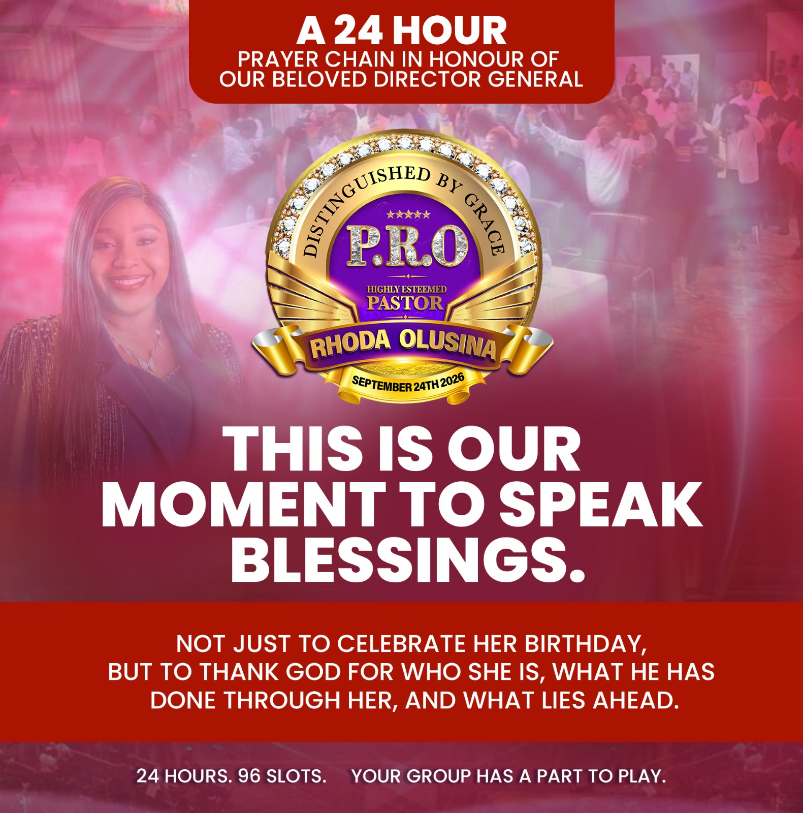 Birthday prayer-chain artwork for Pastor Rhoda Olusina